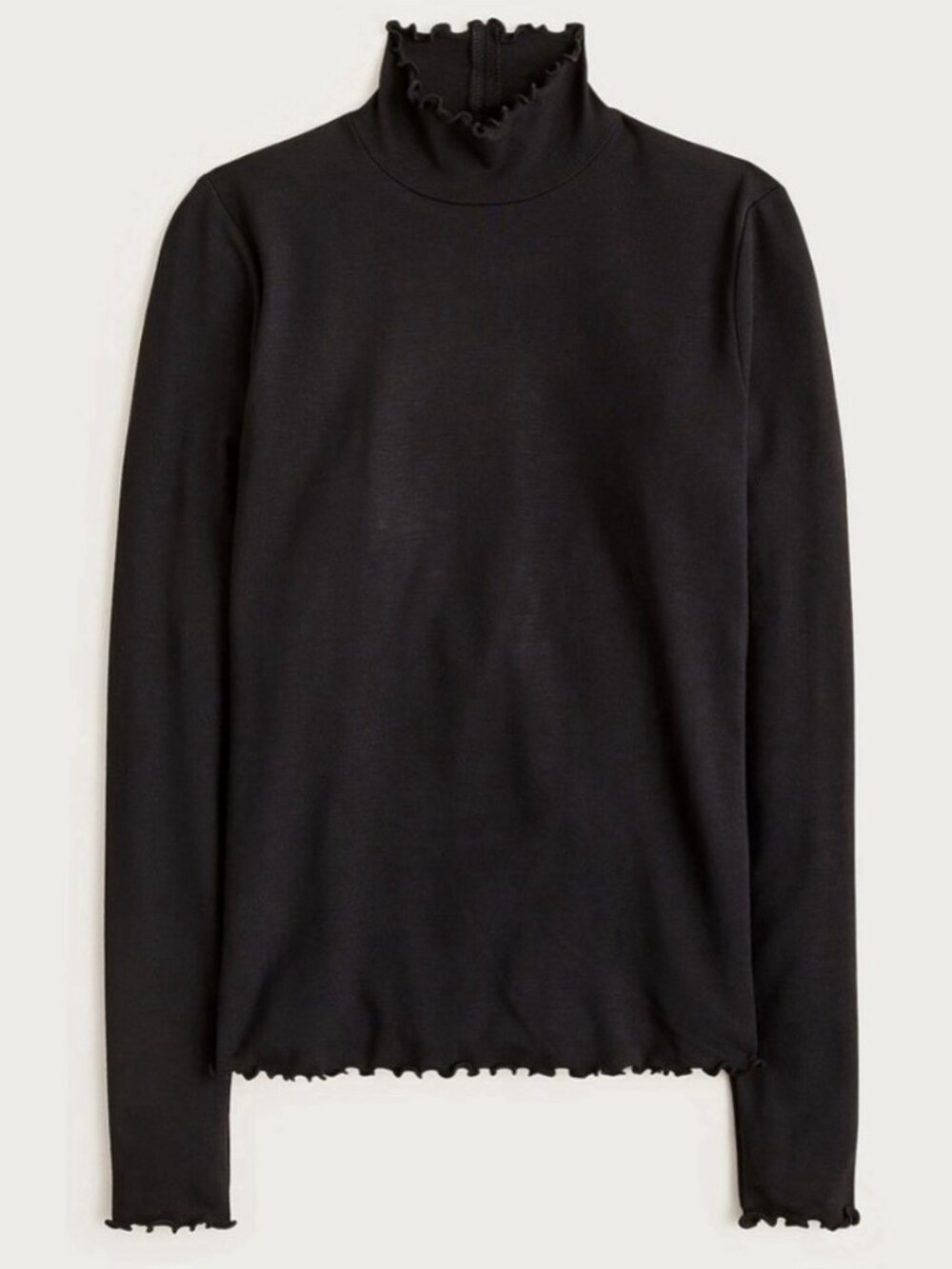 J. Crew Black Refined Rib Lettuce-Trim Turtleneck/NWT/MEDIUM